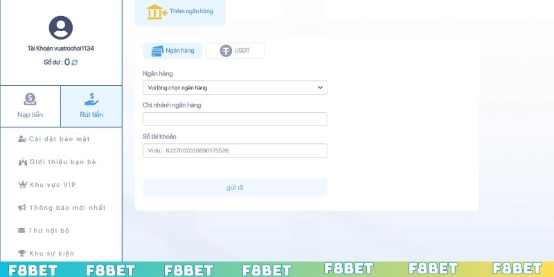Cách rút tiền F8BET xanh chín cho người mới
