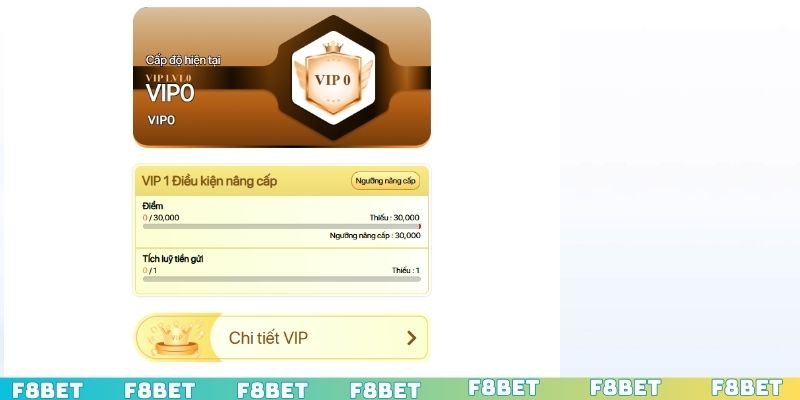 Nâng cấp VIP cho thành viên khi đăng nhập F8BET